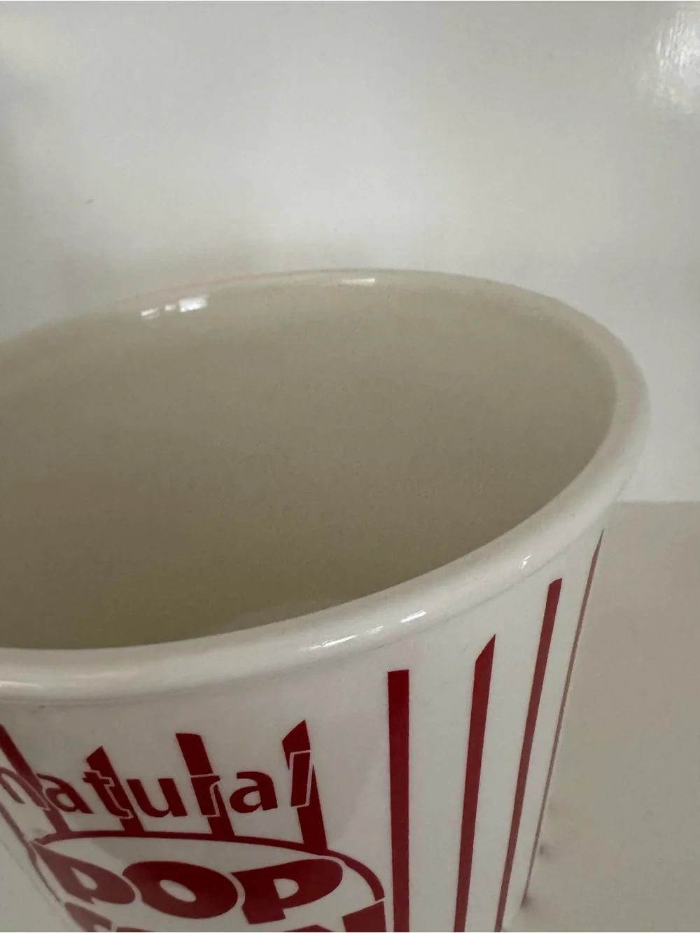 Williams-Sonoma Ceramic Popcorn Bucket - Retro Red & White Striped Bowl